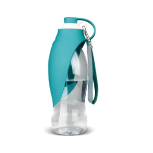 portable dog water bottle with foldable silicone leaf bowl