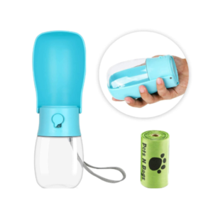 foldable dog water bottle – portable drinking dispenser with waste bag (10oz / 280ml)