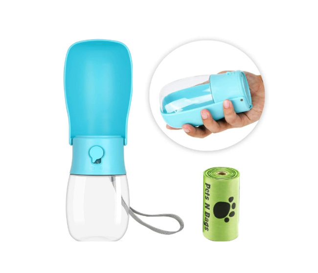 foldable dog water bottle – portable drinking dispenser with waste bag (10oz / 280ml) foldable dog water bottle – portable drinking dispenser with waste bag (10oz / 280ml)