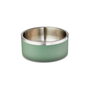 vibrant life medium double wall stainless steel dog bowl – non skid, sage green